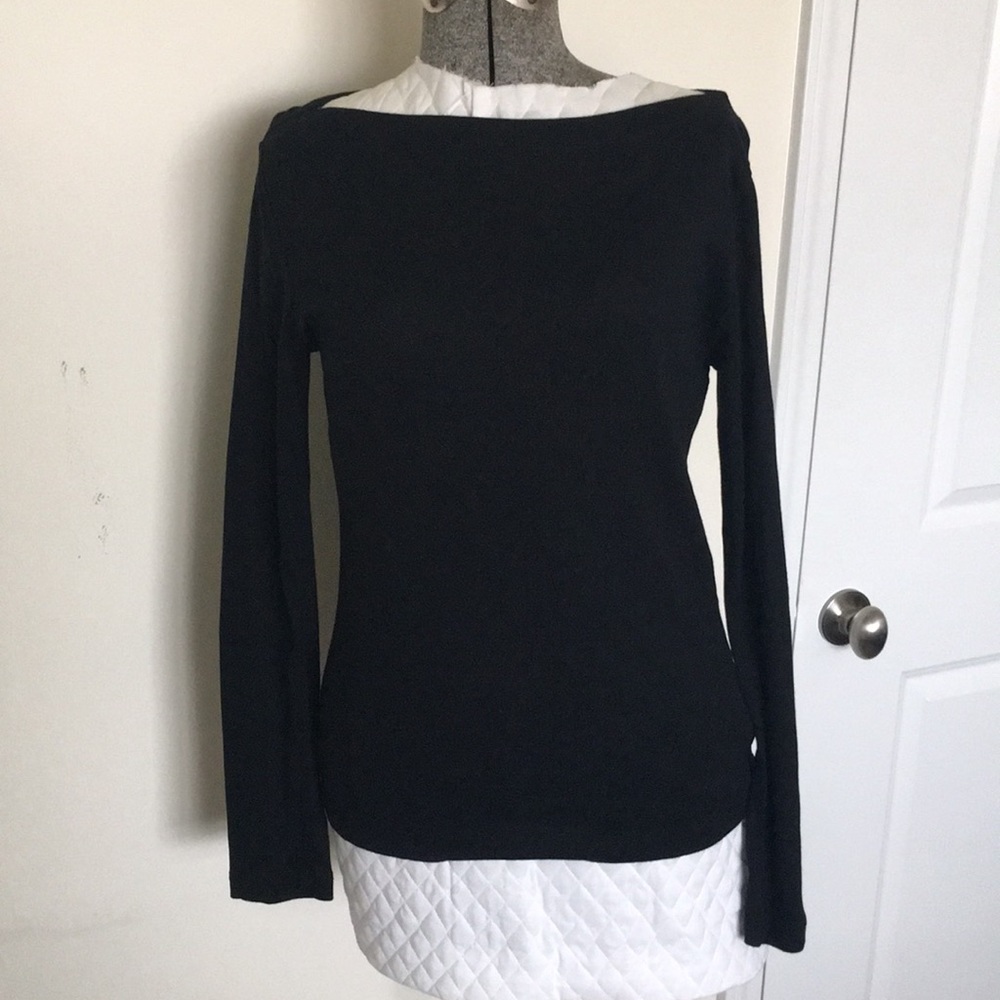 Women’s GAP Black Boat Neck Long Sleeve Tee, Sz L